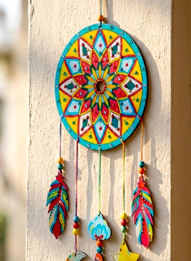 HOBBY INDIA DIY Dream Catcher Making Kit for Kids & Adults | Mandala Art & Craft Painting Set | Creative Big Size Wall Hanging Craft for Bedroom & Living Room | Birthday, Christmas & Return Gift - Image 2